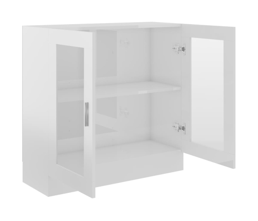 Vitrina de madera contrachapada blanco brillo 82,5x30,5x80 cm