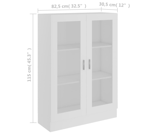 Vitrina de madera contrachapada blanco 82,5x30,5x115 cm