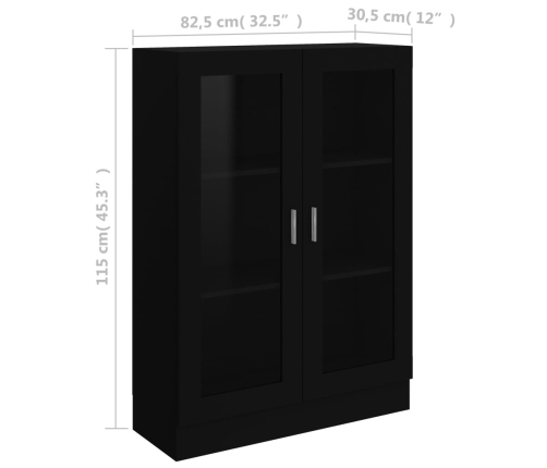 vidaXL Vitrina de madera contrachapada negro 82,5x30,5x115 cm