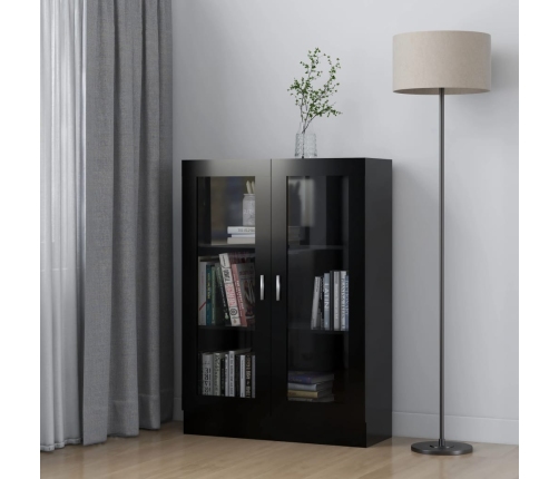 vidaXL Vitrina de madera contrachapada negro 82,5x30,5x115 cm