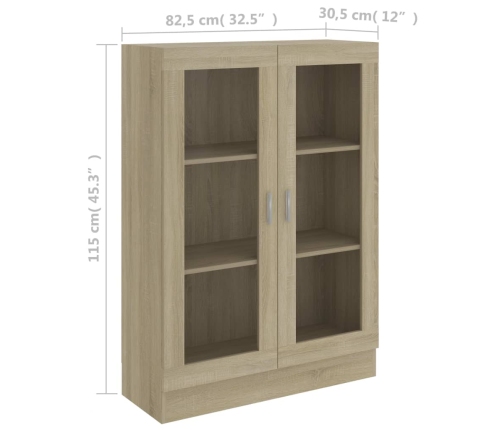 vidaXL Vitrina de madera contrachapada color roble 82,5x30,5x115 cm