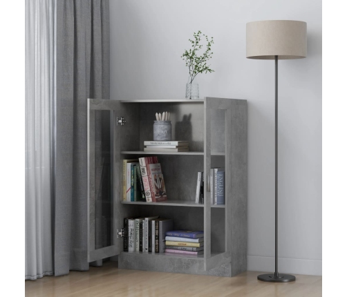 Vitrina de madera contrachapada gris hormigón 82,5x30,5x115 cm