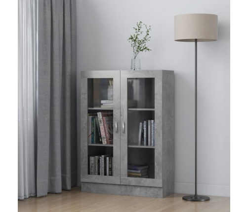 Vitrina de madera contrachapada gris hormigón 82,5x30,5x115 cm