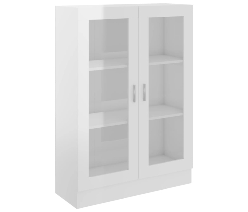 Vitrina de madera contrachapada blanco brillo 82,5x30,5x115 cm