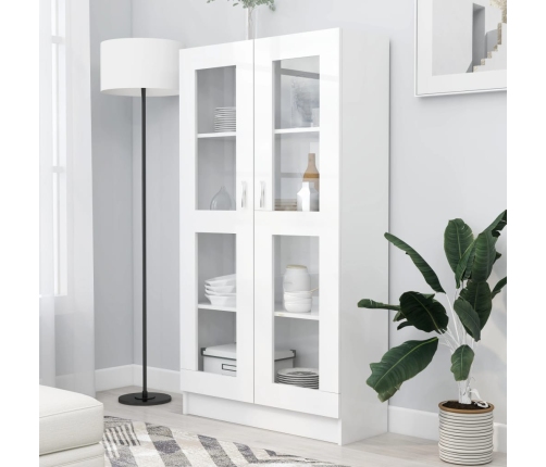 Vitrina de madera contrachapada blanco 82,5x30,5x150 cm