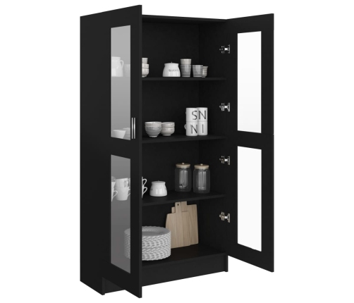 Vitrina de madera contrachapada negro 82,5x30,5x150 cm