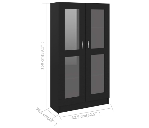 Vitrina de madera contrachapada negro 82,5x30,5x150 cm