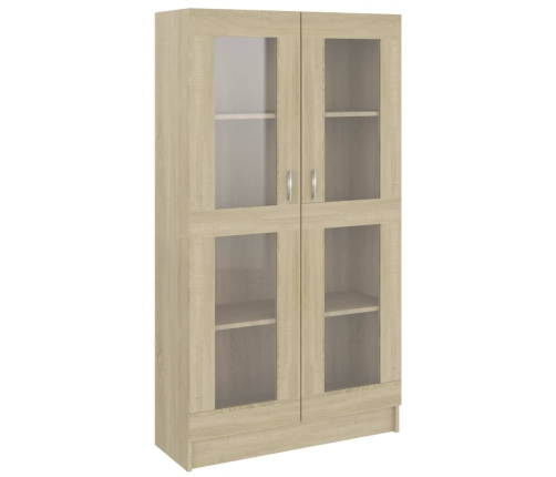 Vitrina de madera contrachapada color roble 82,5x30,5x150 cm