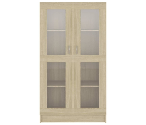 Vitrina de madera contrachapada color roble 82,5x30,5x150 cm