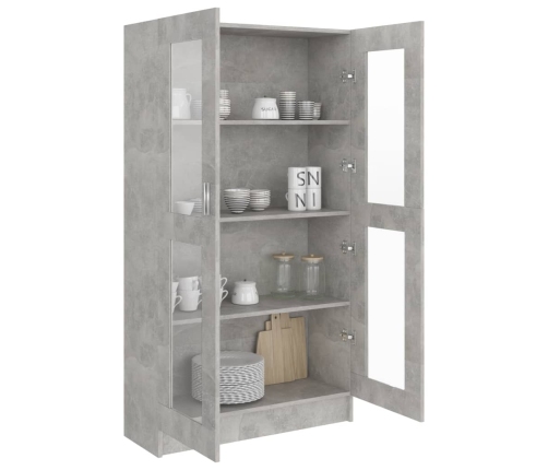 Vitrina de madera contrachapada gris hormigón 82,5x30,5x150cm