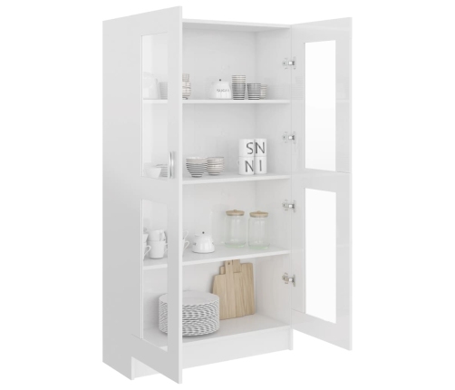 Vitrina de madera ingeniería blanco brillo 82,5x30,5x150 cm