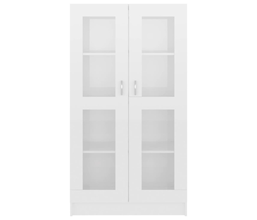 Vitrina de madera ingeniería blanco brillo 82,5x30,5x150 cm