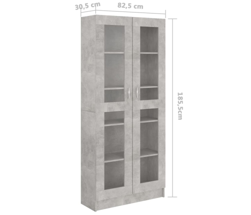 Vitrina de madera de ingeniería gris hormigón 82,5x30,5x185,5cm