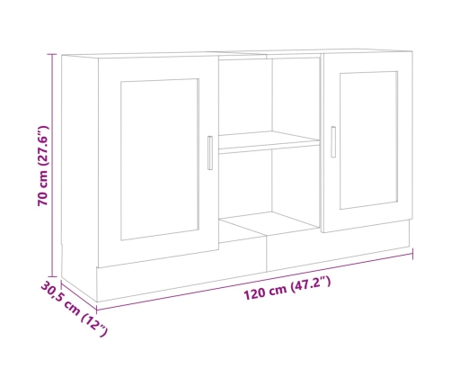 Aparador de madera contrachapada blanco 120x30,5x70 cm