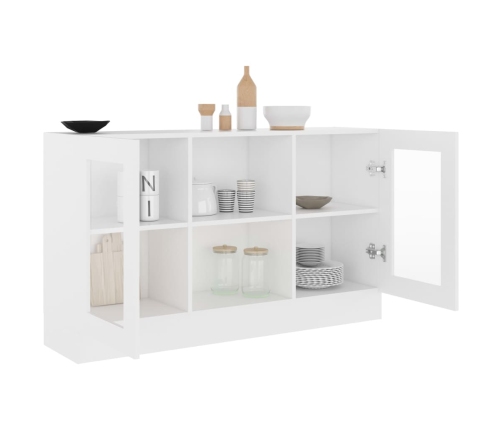 Vitrina de madera ingeniería blanca 120x30,5x70 cm