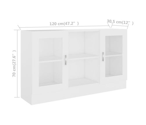 Vitrina de madera ingeniería blanca 120x30,5x70 cm