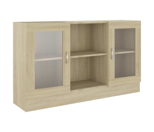 Vitrina de madera contrachapada color roble 120x30,5x70 cm