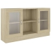 Vitrina de madera contrachapada color roble 120x30,5x70 cm