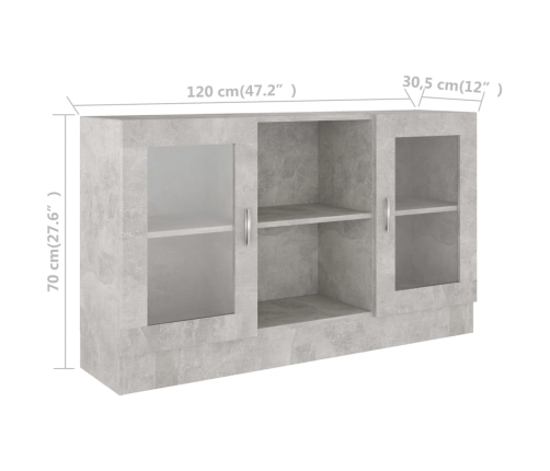 Vitrina de madera de ingeniería gris 120x30,5x70 cm