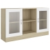 Vitrina de madera contrachapada blanco y roble 120x30,5x70 cm