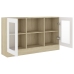 Vitrina de madera contrachapada blanco y roble 120x30,5x70 cm