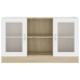 Vitrina de madera contrachapada blanco y roble 120x30,5x70 cm