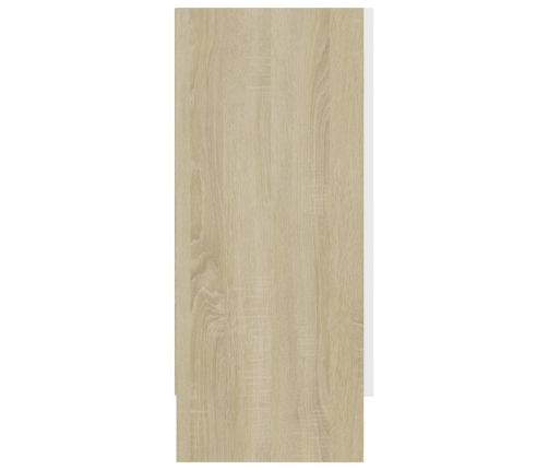 Vitrina de madera contrachapada blanco y roble 120x30,5x70 cm