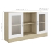 Vitrina de madera contrachapada blanco y roble 120x30,5x70 cm