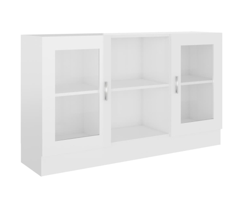 Vitrina de madera contrachapada blanco brillo 120x30,5x70 cm