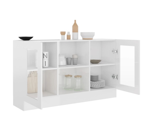 Vitrina de madera contrachapada blanco brillo 120x30,5x70 cm