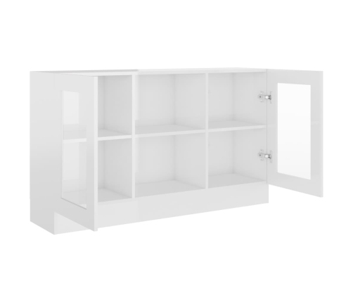 Vitrina de madera contrachapada blanco brillo 120x30,5x70 cm