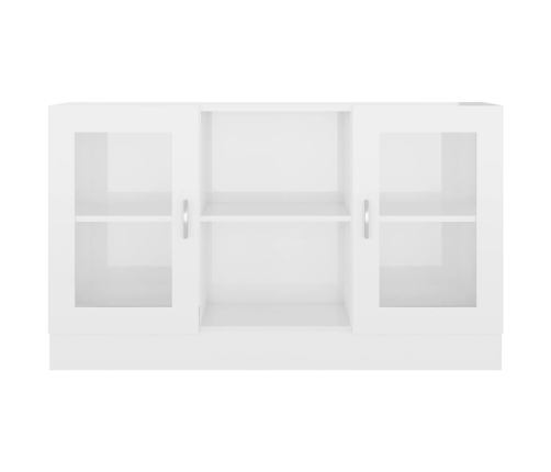 Vitrina de madera contrachapada blanco brillo 120x30,5x70 cm