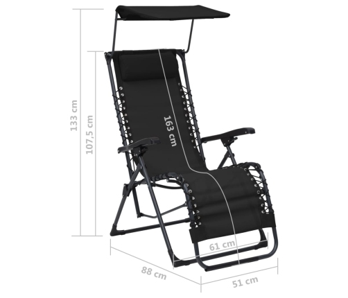 Sillas plegables 2 unidades textilene negro