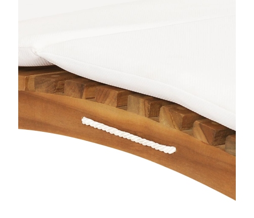 vidaXL Tumbona plegable con cojín blanco crema madera maciza de teca