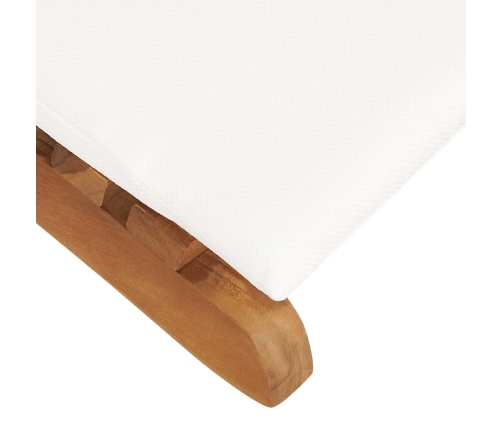 vidaXL Tumbona plegable con cojín blanco crema madera maciza de teca