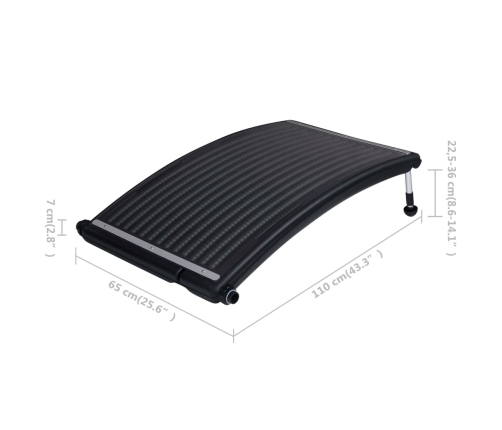 Panel calefactor solar para piscina curvada 110x65 cm