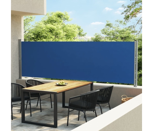 Toldo lateral retráctil para patio azul 140x600 cm