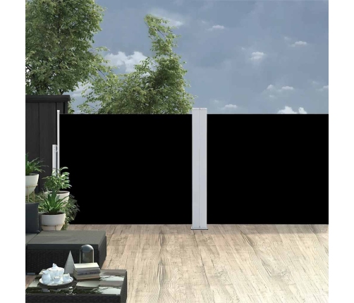 Toldo lateral retráctil para patio negro 140x1200 cm