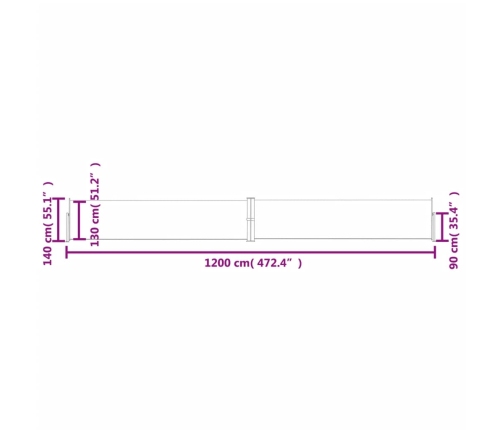 Toldo lateral retráctil para patio color crema 140x1200 cm