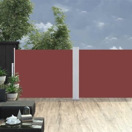 Toldo lateral retráctil para patio marrón 140x1200 cm