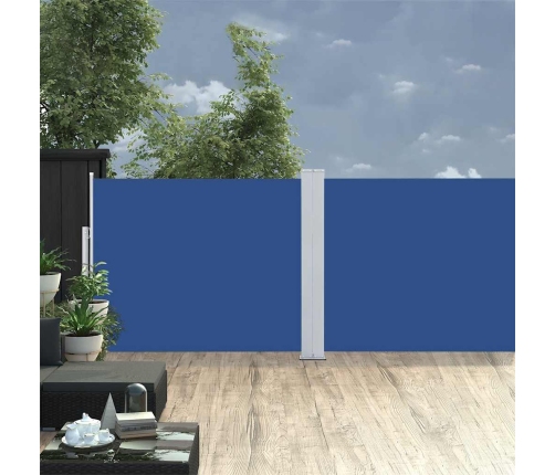 Toldo lateral retráctil para patio azul 170x1200 cm