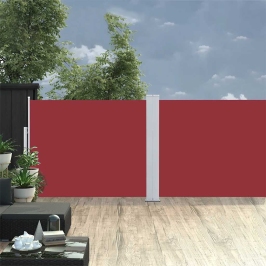 Toldo lateral retráctil para patio rojo 170x1200 cm