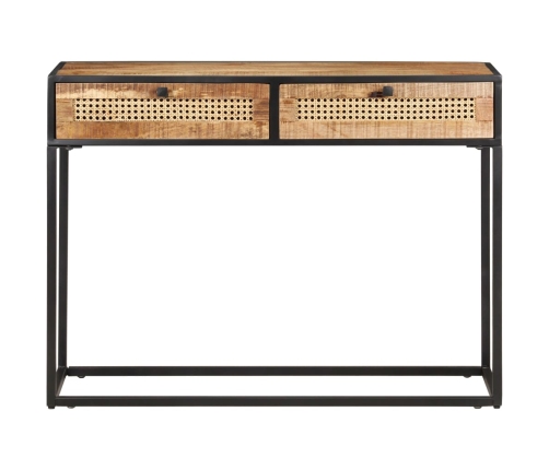 vidaXL Mesa consola de madera de mango rugosa 100x35x75 cm