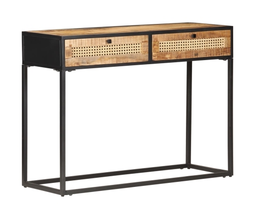 vidaXL Mesa consola de madera de mango rugosa 100x35x75 cm