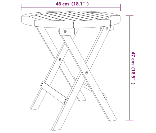 vidaXL Mesa bistró de terraza madera maciza de acacia Ø46x47 cm