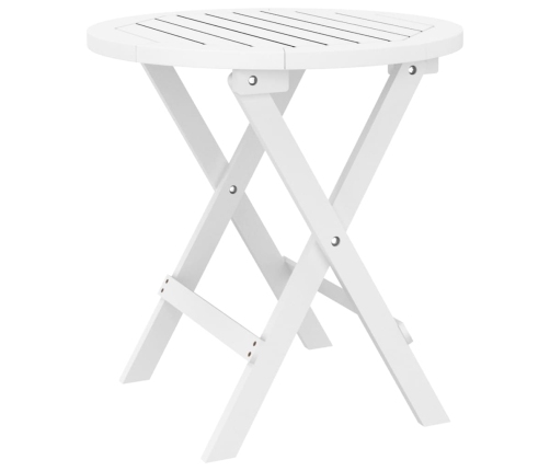 Mesa de jardín plegable madera maciza de acacia blanco Ø 46 cm