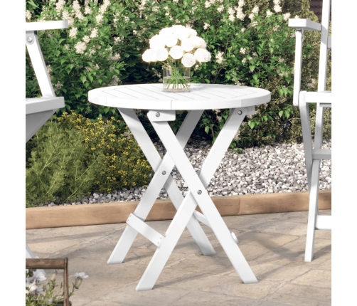 Mesa de jardín plegable madera maciza de acacia blanco Ø 46 cm