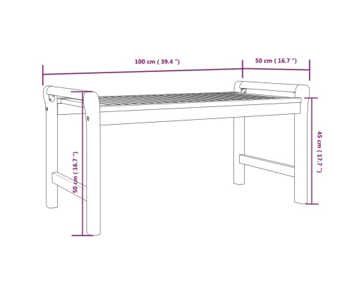 Mesa de centro de madera maciza de acacia 100x50x50 cm