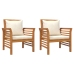 Sillones con cojines blanco crema 2 uds madera maciza de acacia