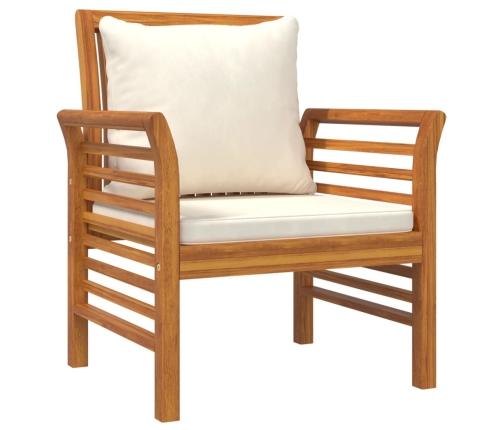 Sillones con cojines blanco crema 2 uds madera maciza de acacia